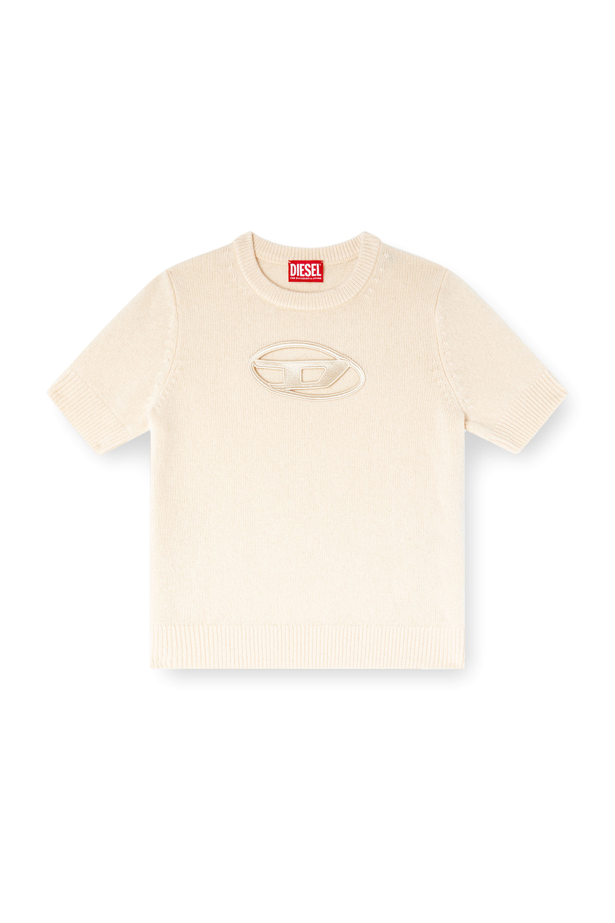 Diesel - M-ARGARIN-SS, Jersey de manga corta de mezcla de cachemira Mujer in Beige - 2