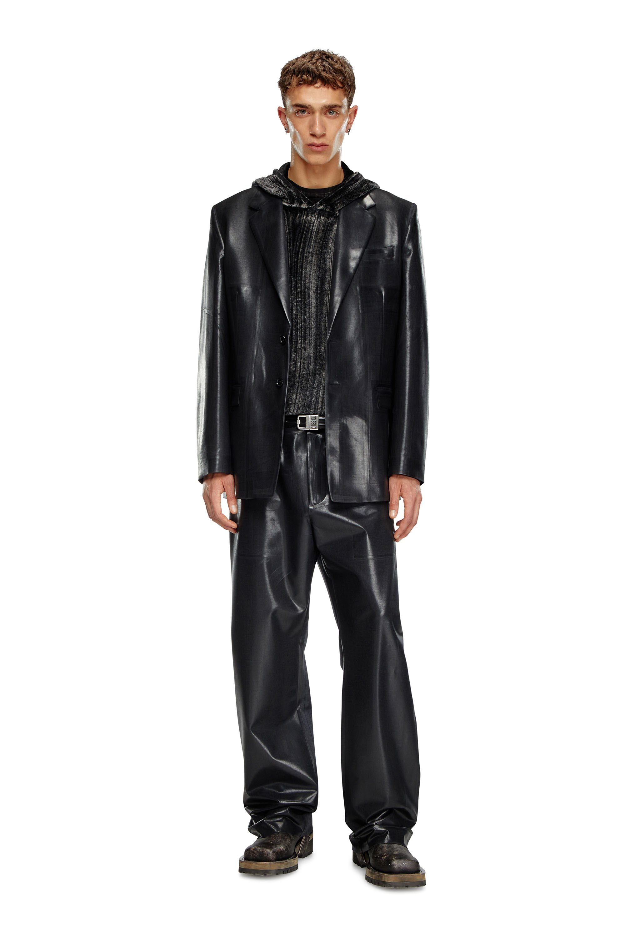 Diesel - J-STANLEY, Blazer a rayas finas con parte delantera recubierta Hombre in Negro - 1