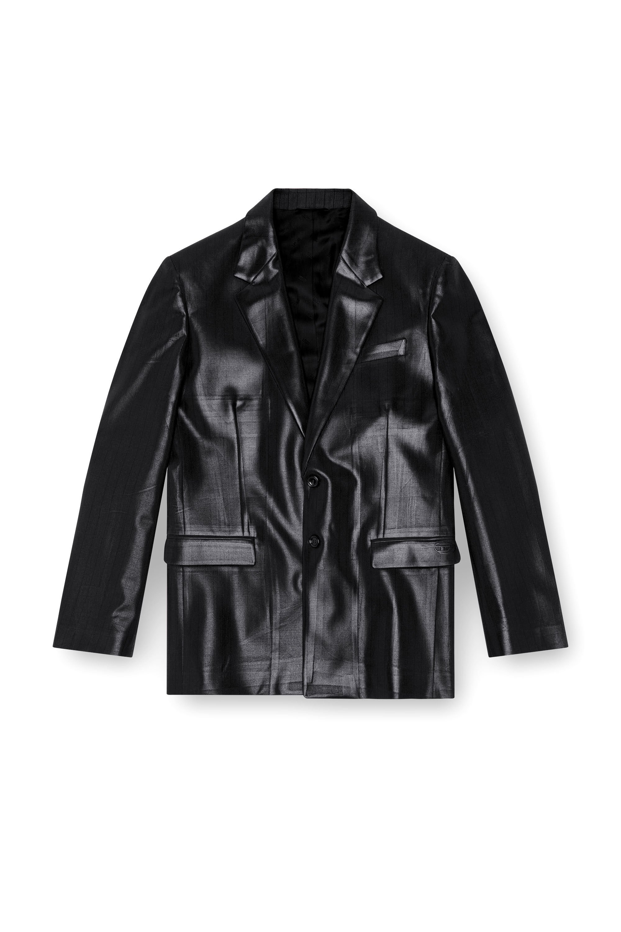 Diesel - J-STANLEY, Blazer a rayas finas con parte delantera recubierta Hombre in Negro - 2