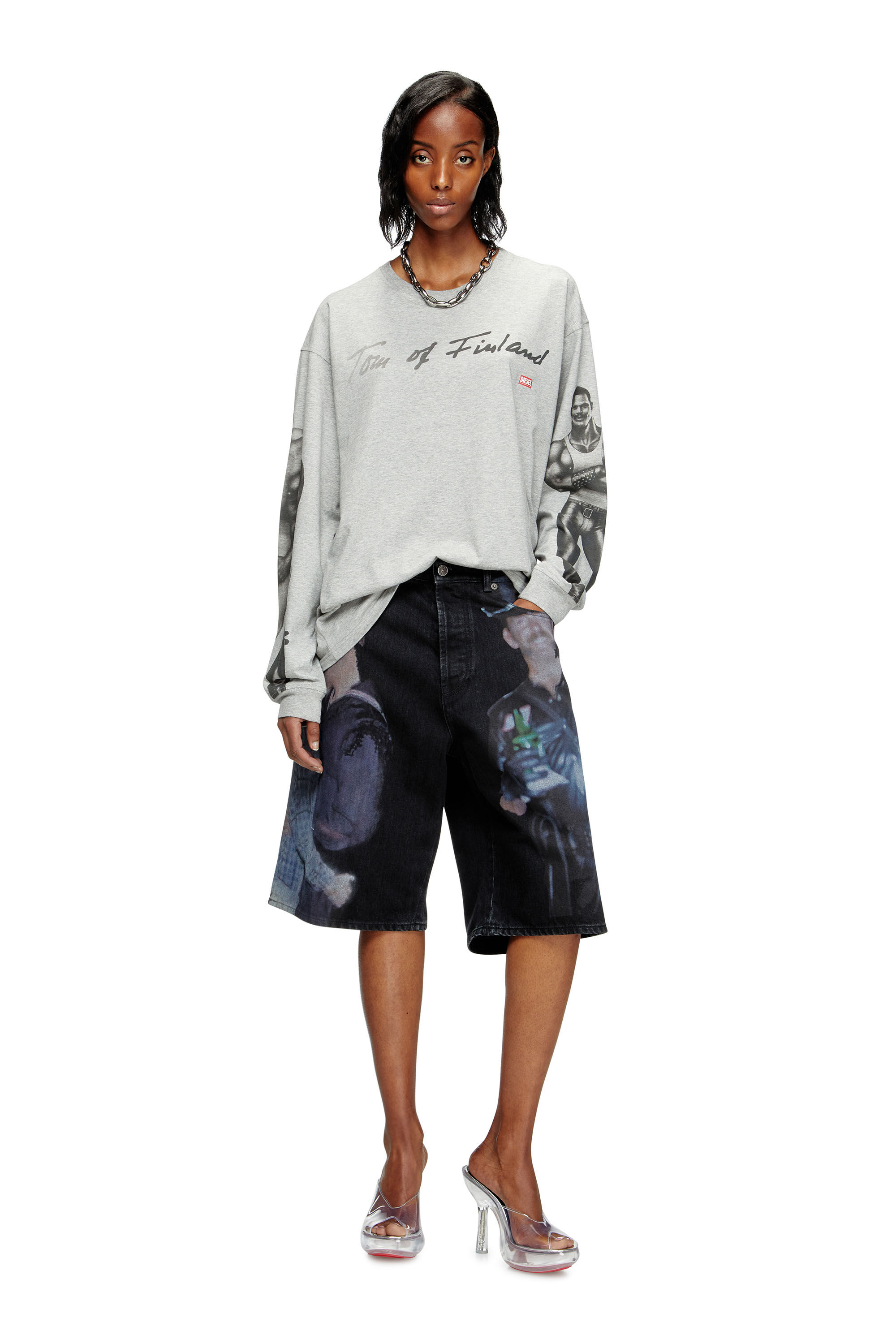 Diesel - PR-T-BOXT-LS-TOM25, Camiseta de manga larga con estampado gráfico Unisex in Gris - 6