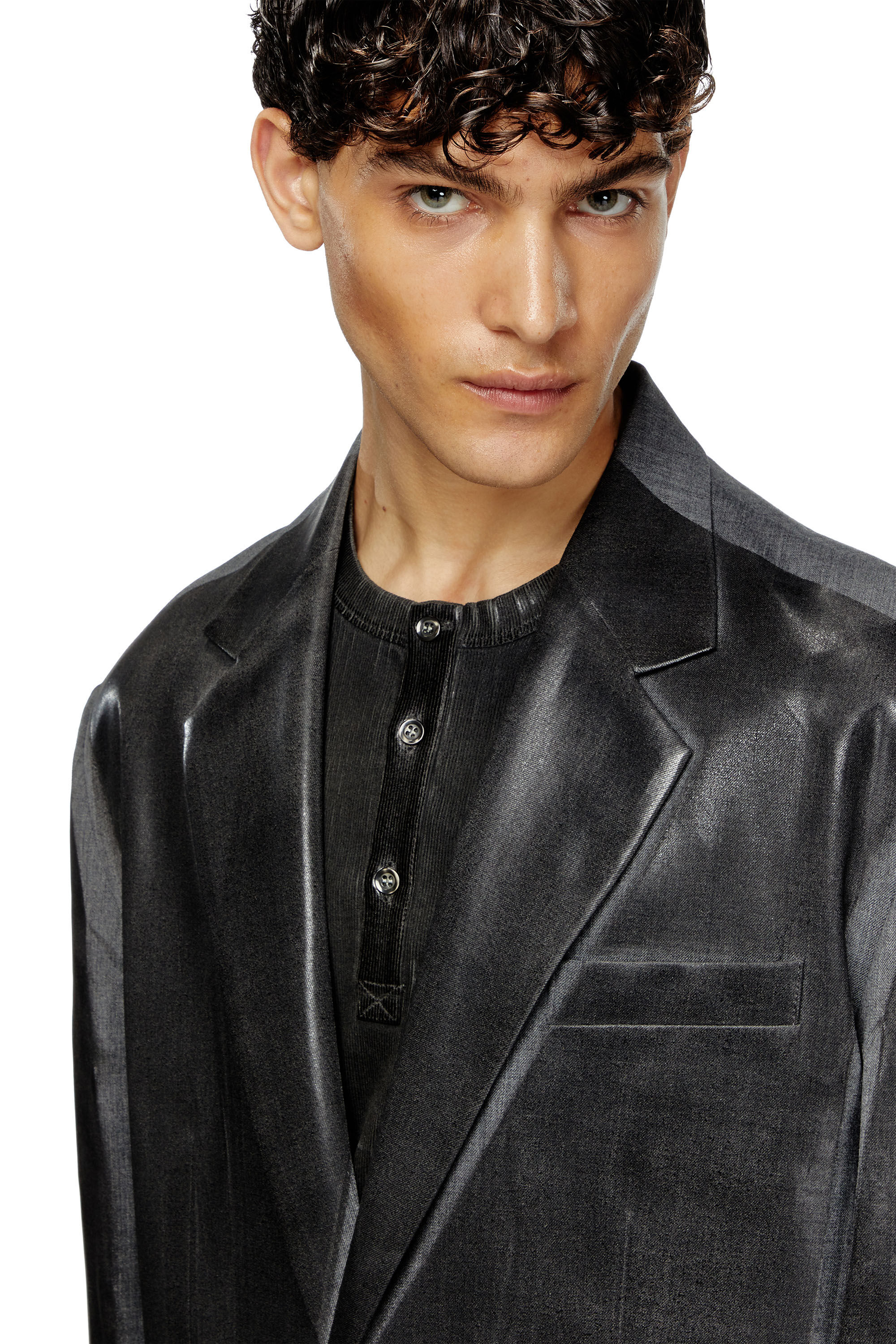 Diesel - J-OVER-DD, Blazer extragrande con parte delantera recubierta Unisex in Negro - 5