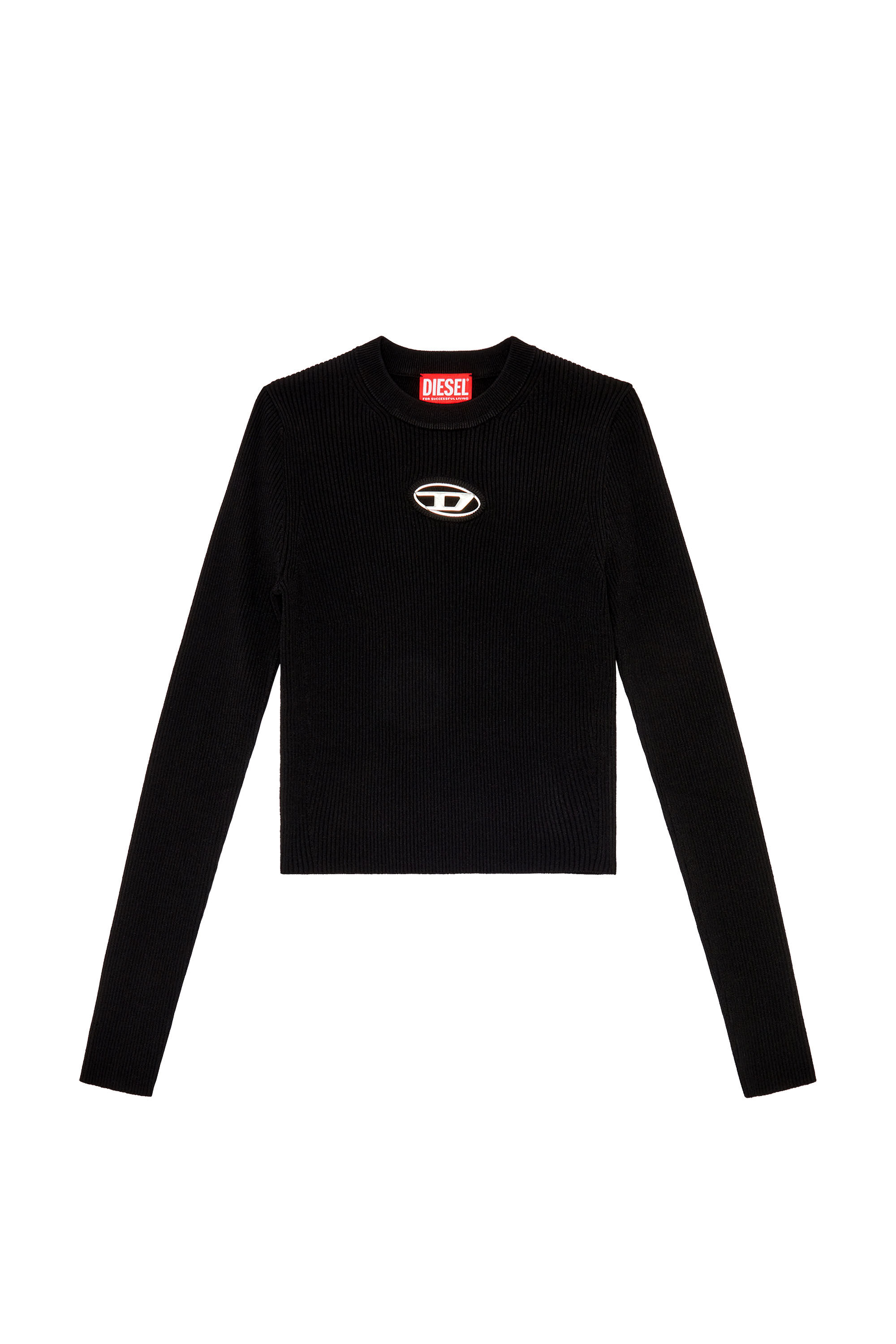 Diesel - M-VALARY, Camiseta de manga larga de tejido de canalé Mujer in Negro - 2