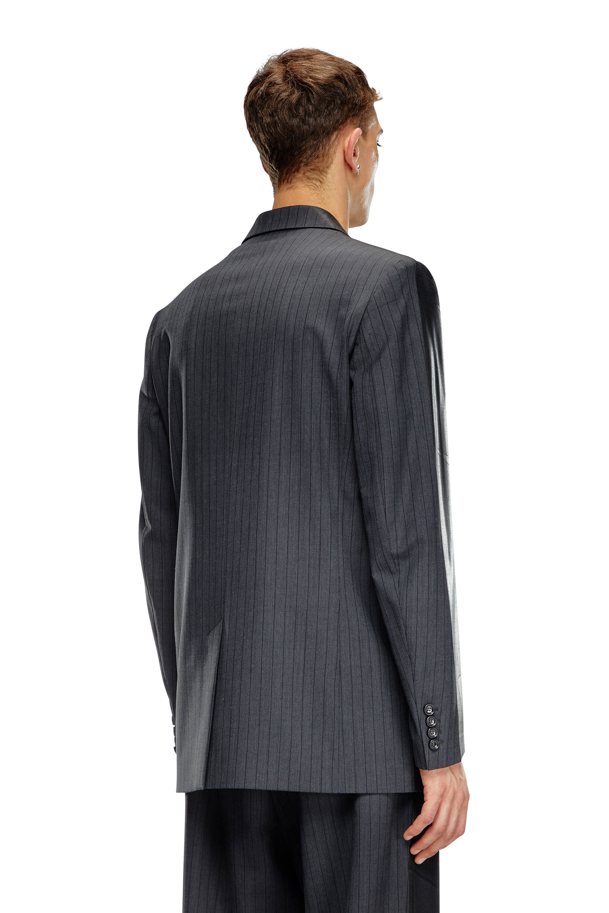 Diesel - J-STANLEY, Blazer a rayas finas con parte delantera recubierta Hombre in Negro - 4