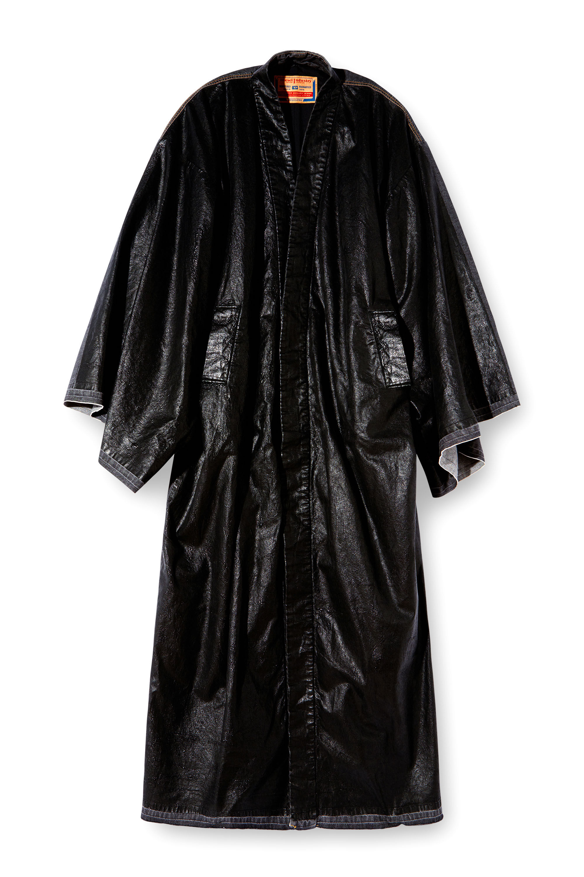 Diesel - D-D-KIM, Abrigo quimono de denim con parte delantera recubierta Unisex in Negro - 2