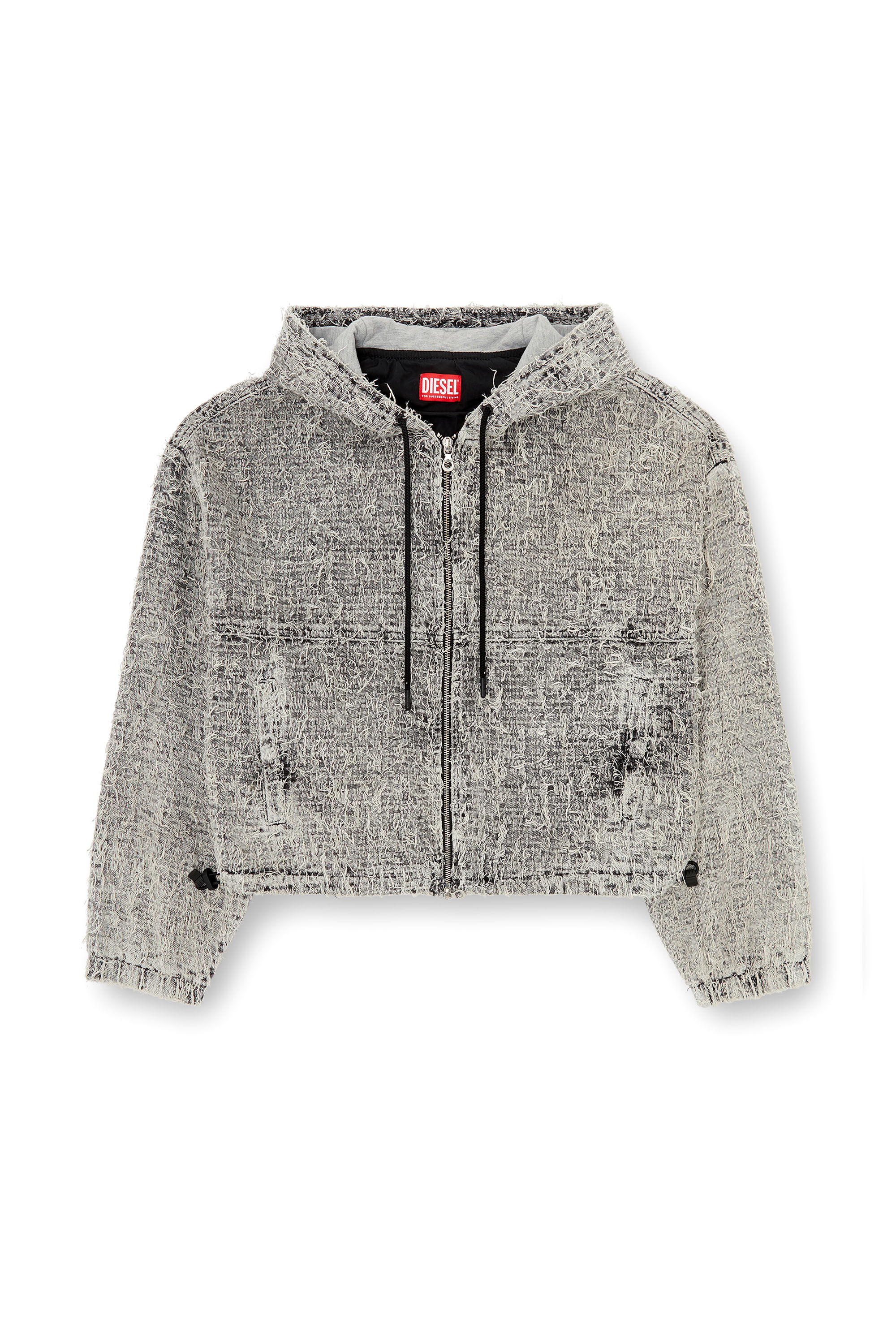 Diesel - DE-FLOW-S1, Chaqueta con capucha en denim bouclé Mujer in Gris - 2