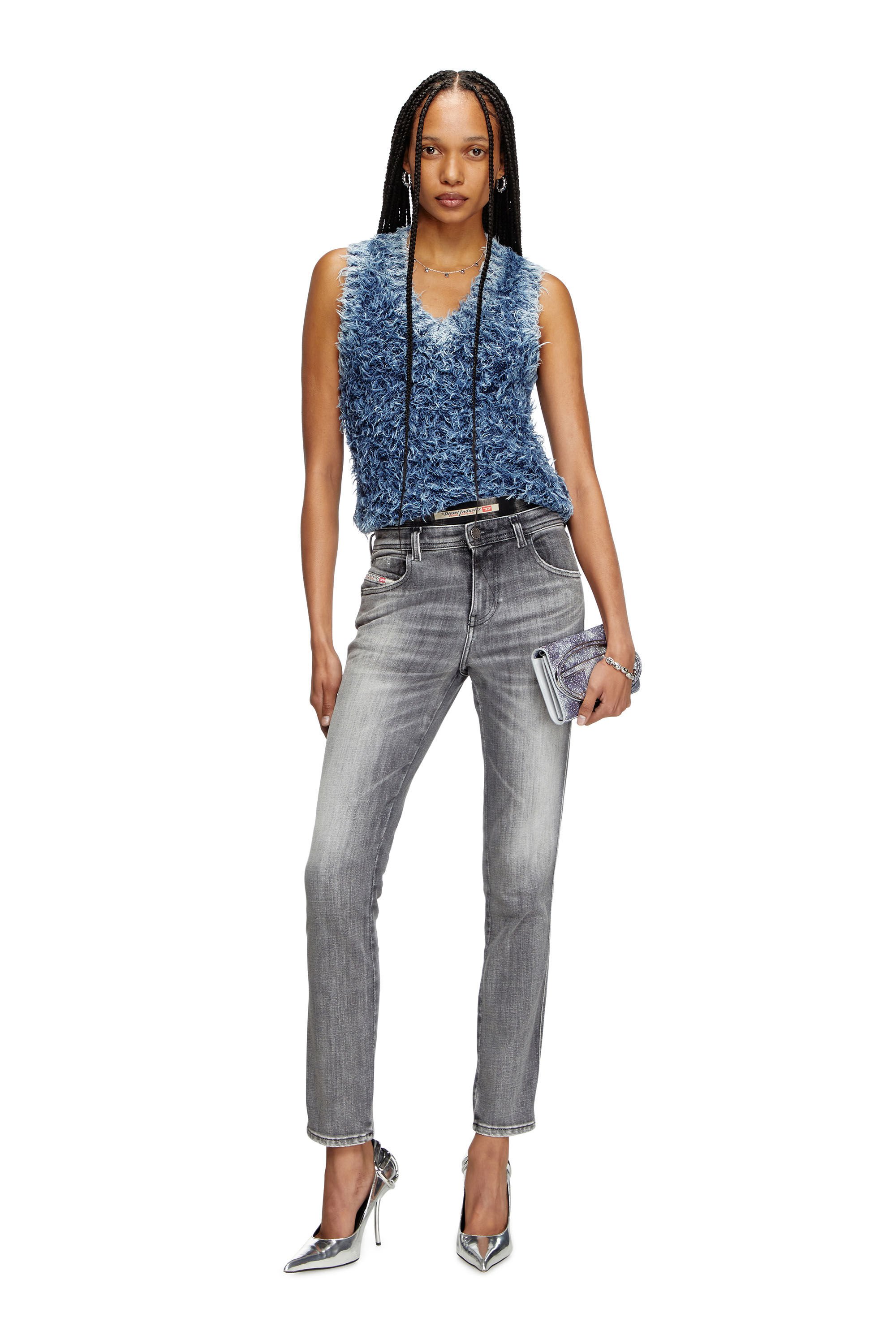 Diesel - M-DELIN, Chaleco en tejido texturizado Mujer in Azul marino - 1