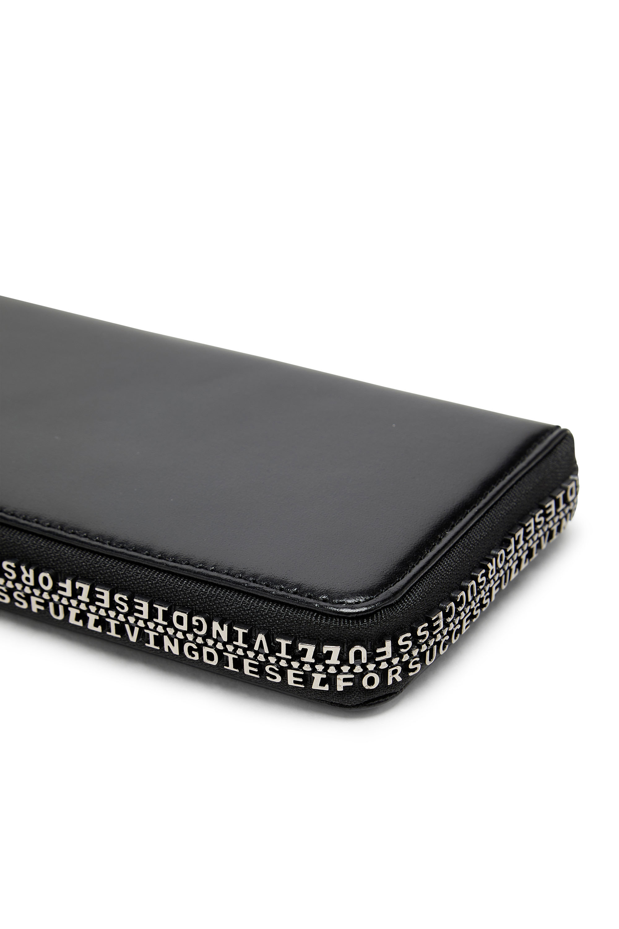 Diesel - ZIP-D CONTINETAL L, Cartera alargada de cuero con cremallera con logotipo Hombre in Negro - 4