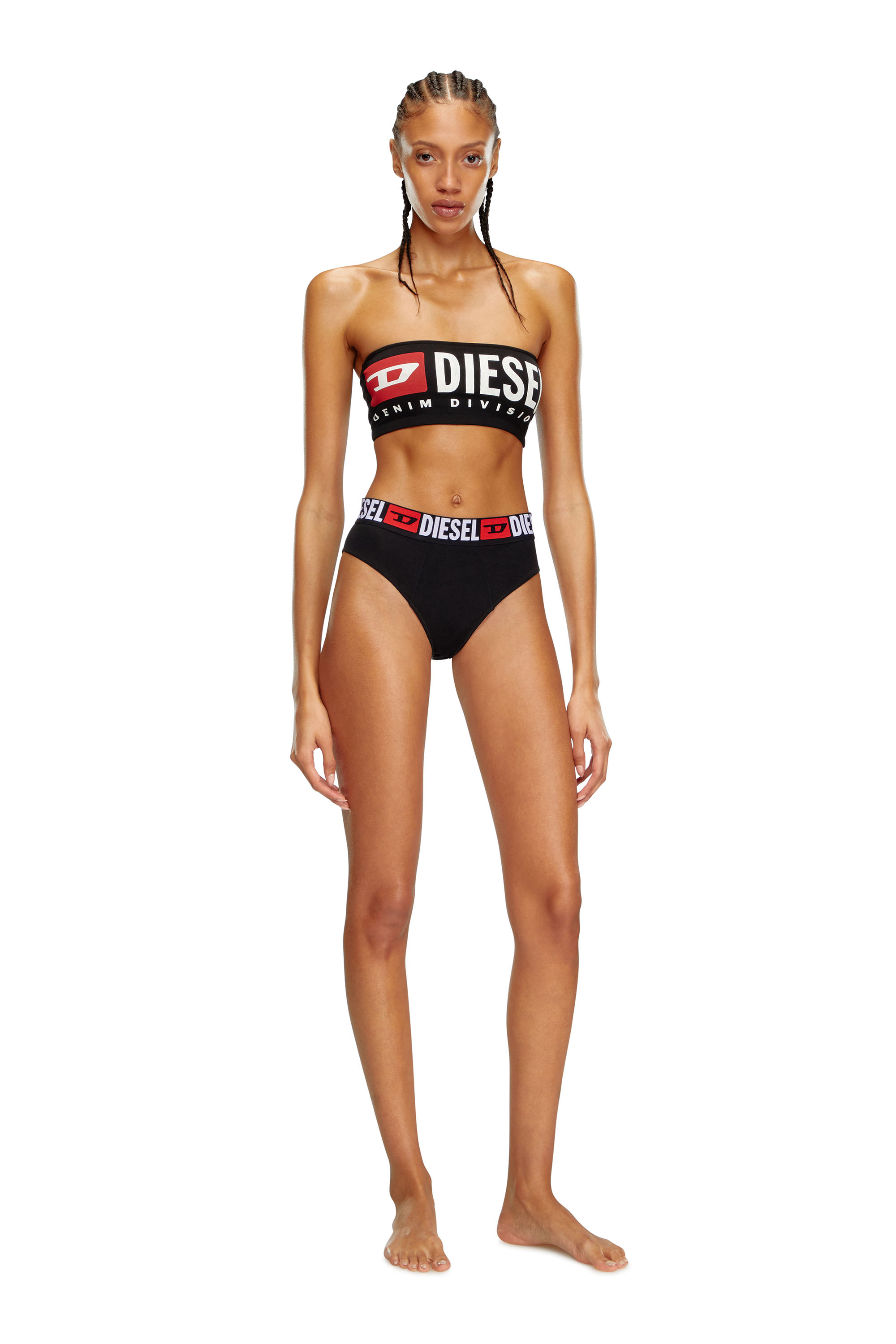 Diesel - UFSB-MELANIE, Pantalones cortos de pijama de tejido con efecto denim Mujer in Negro - 2