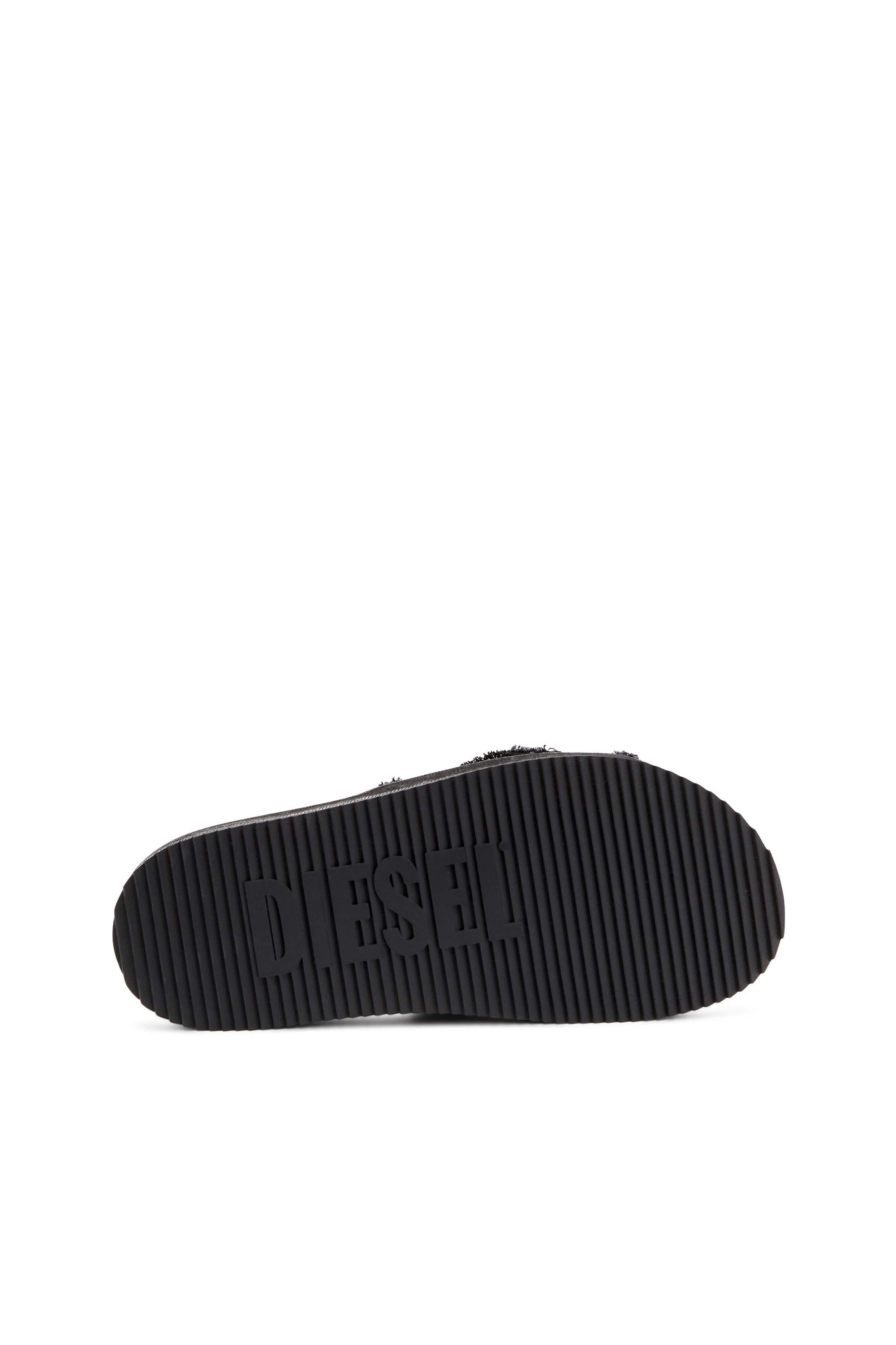 Diesel - SA-SLIDE D OVAL, Sa-Slide D-Chanclas de denim desgastado Unisex in Negro - 4