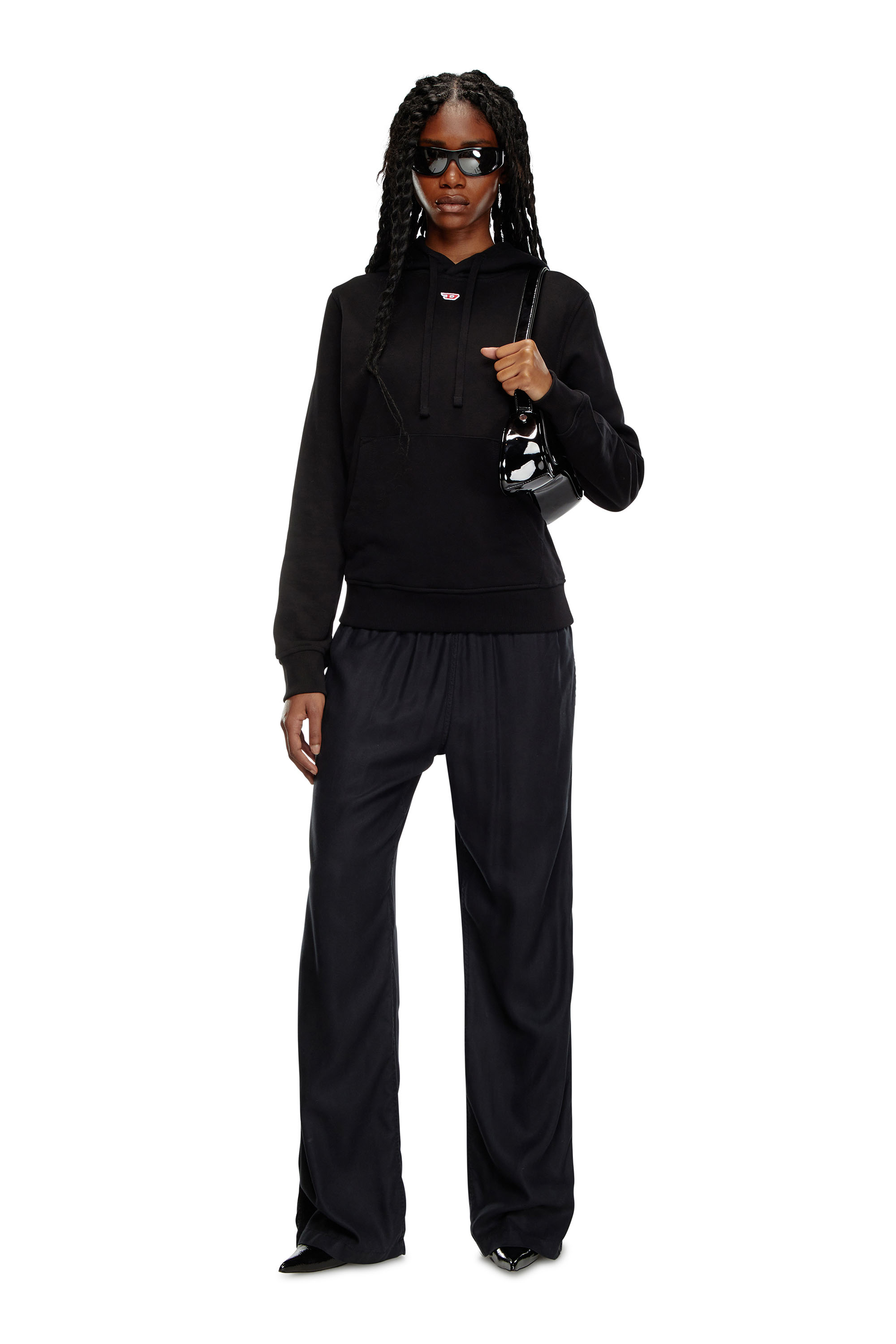 Diesel - S-GINN-HOOD-D, Sudadera con capucha con parche D bordado Mujer in Negro - 2