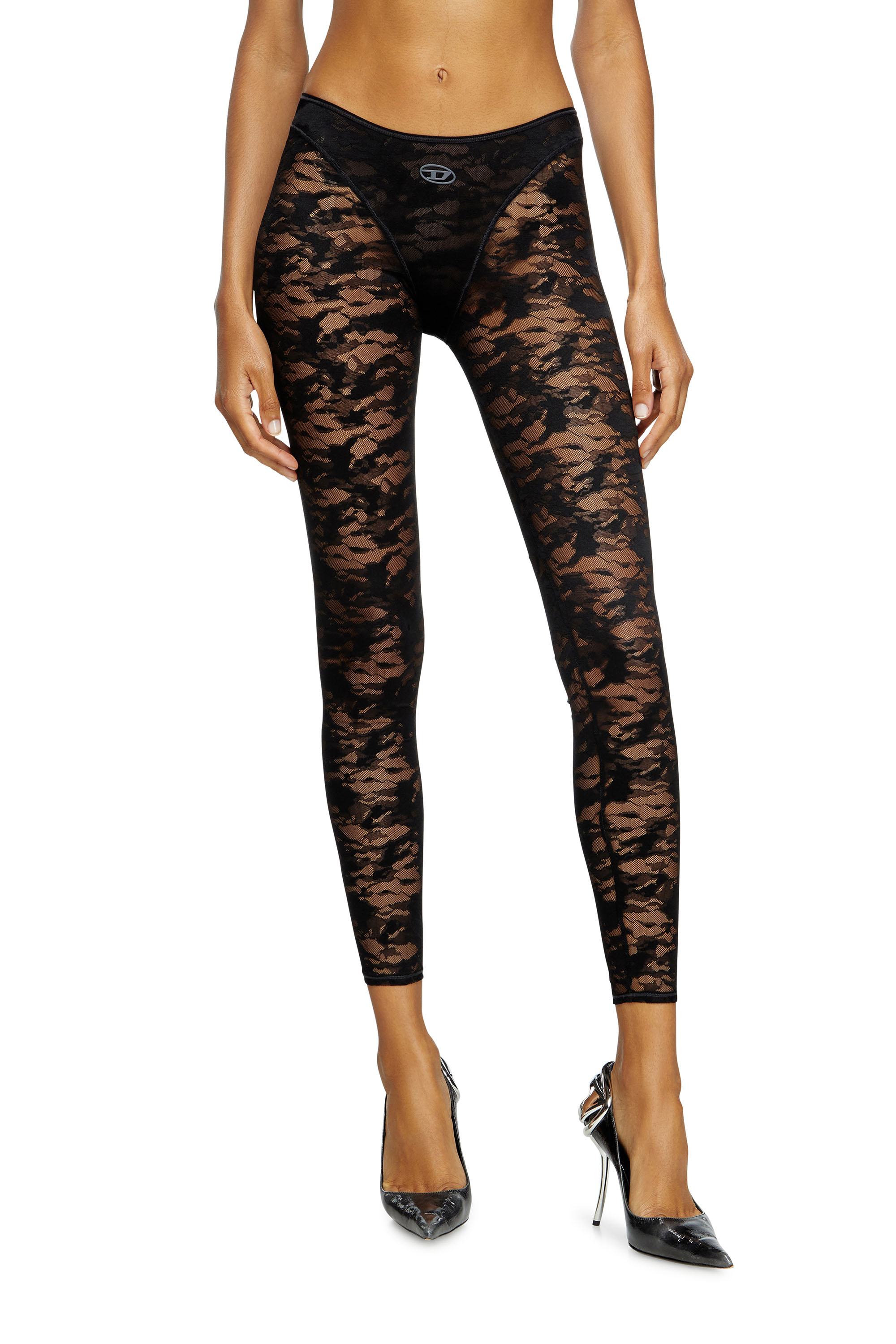 Diesel - CLAIRE-UTLT, Leggings de encaje de camuflaje Mujer in Negro - 2