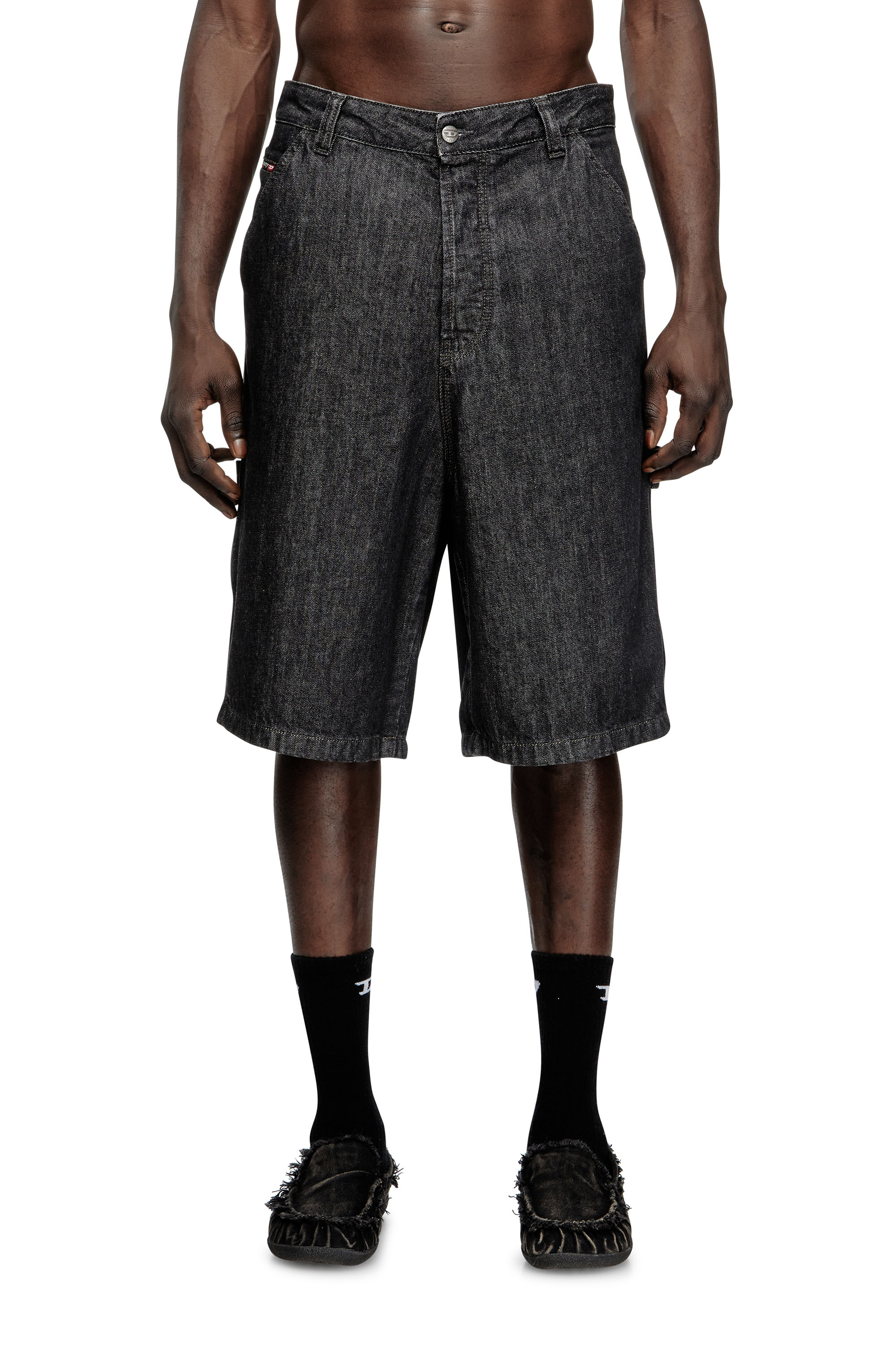 Diesel - D-LIVERY-W-SHORT, Pantalones cortos en denim lavado Hombre in Negro - 1
