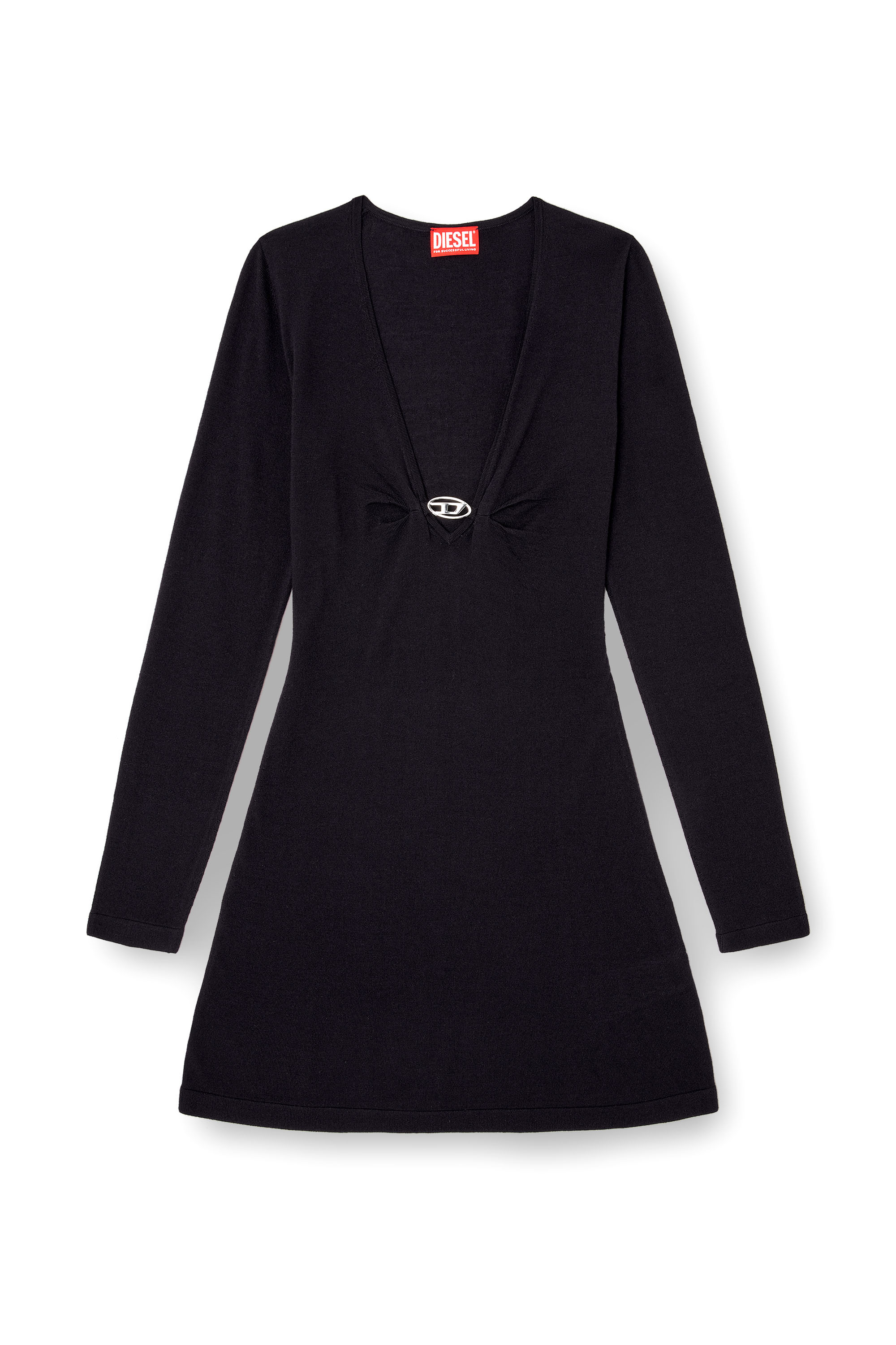 Diesel - M-PLACKY, Vestido tejido de manga larga Mujer in Azul marino - 3