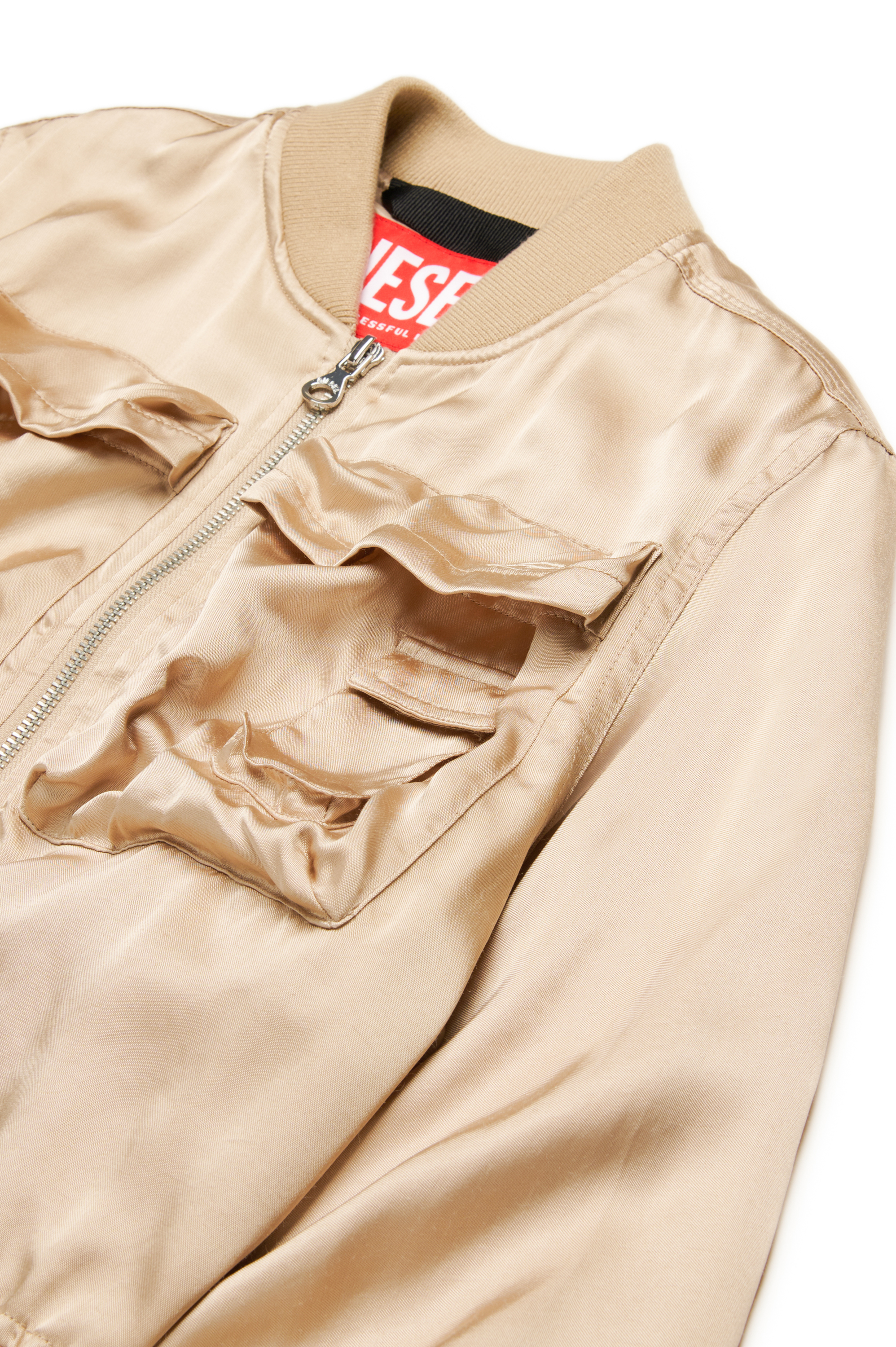 Diesel - JGKHLOWS, Chaqueta bomber de satén con bolsillos cargo Mujer in Marrón - 3