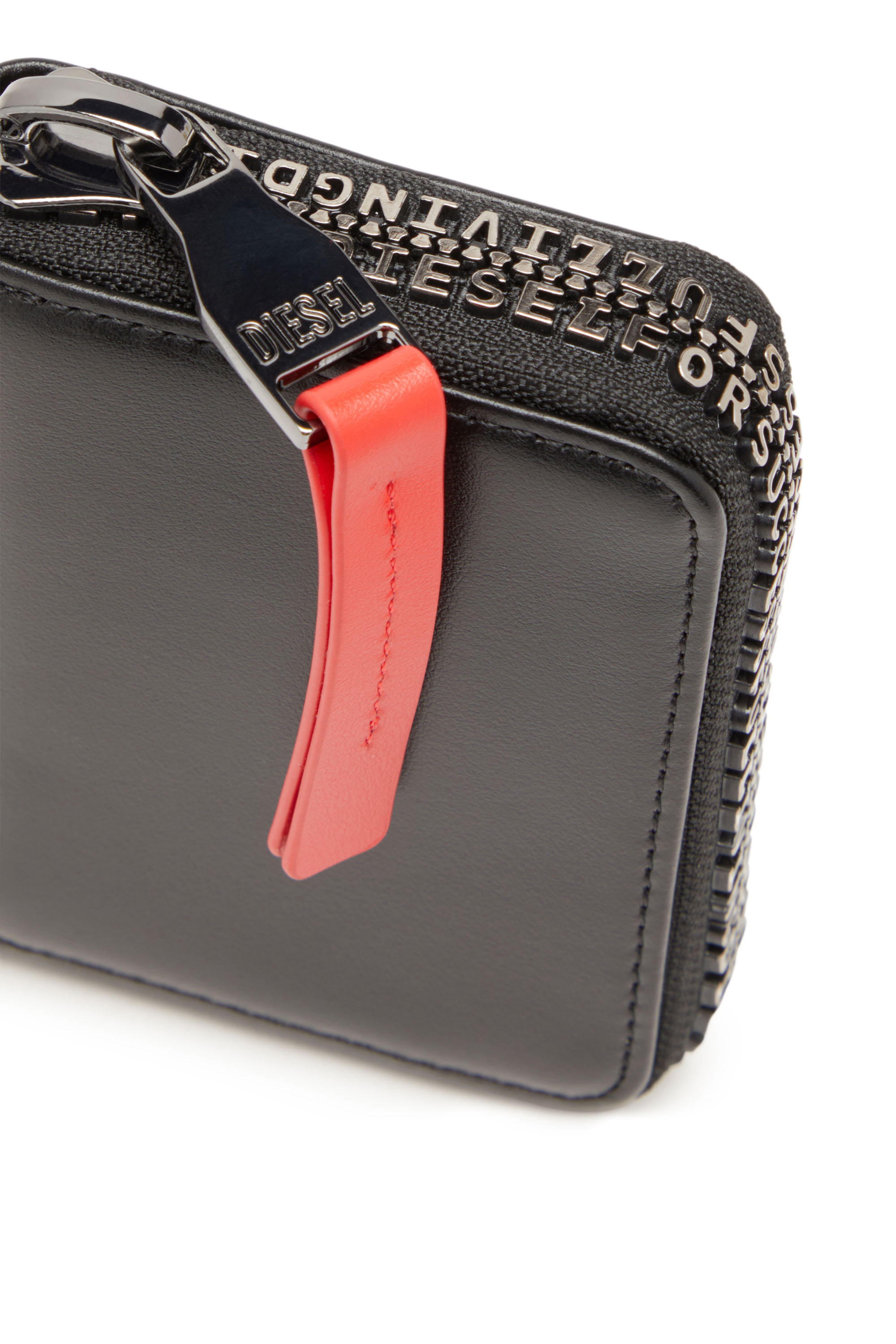 Diesel - ZIP-D KEY HOLDER 6, Llavero de cuero con cremallera con logotipo Hombre in Negro - 4